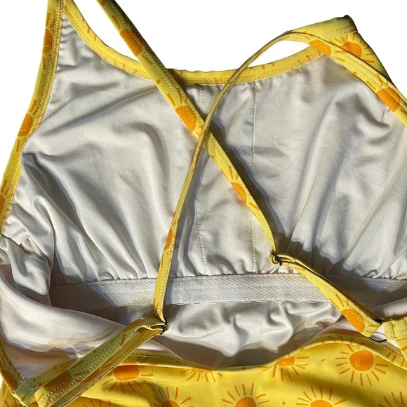 Hanna Andersson Womens Sun Print One Piece Swimsuit Yellow Orange Medium - Picture 6 of 6